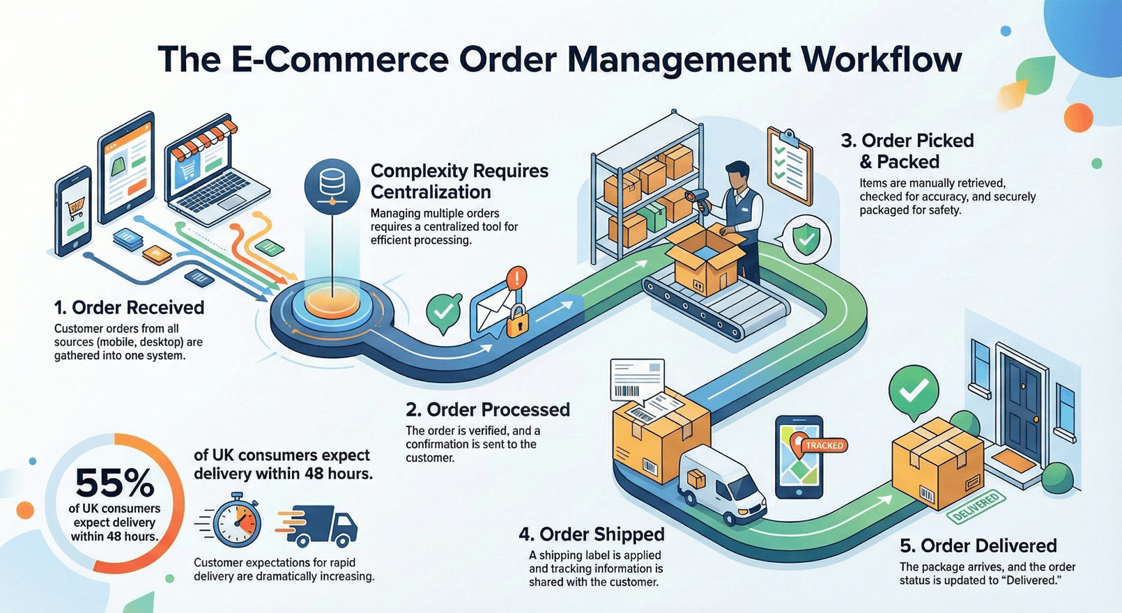 steps in order management workflow