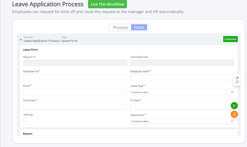 leave application form template screenshot - form