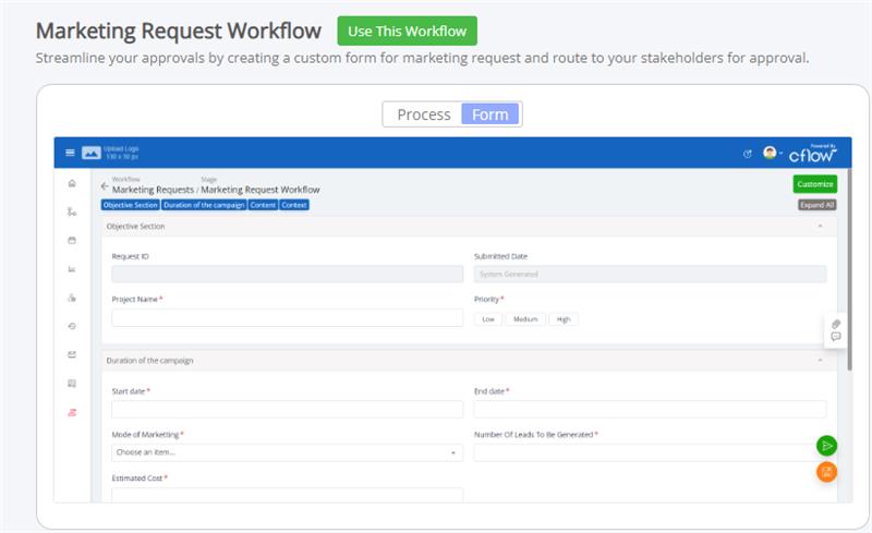 marketing request workflow template screenshot