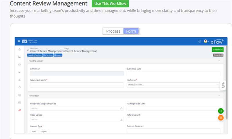 content review management template screenshot